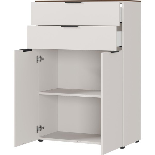 Pilkos ir smėlio spalvos aukšta komoda iš graikinio riešuto 81x120 cm Ancona - Germania-image-2