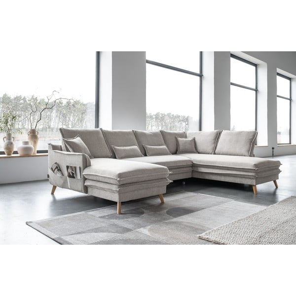 Sulankstoma kampinė sofa smėlio spalvos (su dešiniuoju kampu/„U“ formos) Charming Charlie – Miuform-image-3