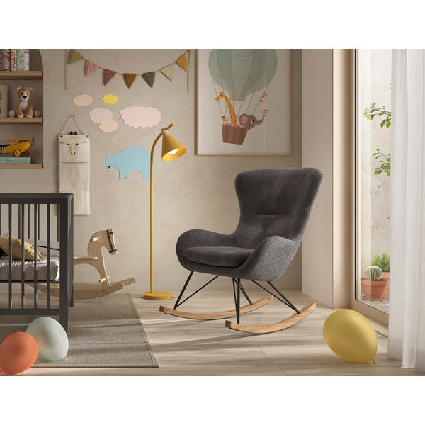 Iš boucle supamasis vaikiškas krėslas pilkos spalvos ROCKY – Vipack-image-1