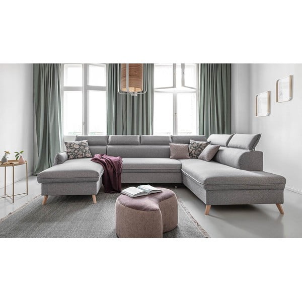 Sulankstoma kampinė sofa šviesiai pilkos spalvos (su dešiniuoju kampu) Sweet Harmony – Miuform-image-1