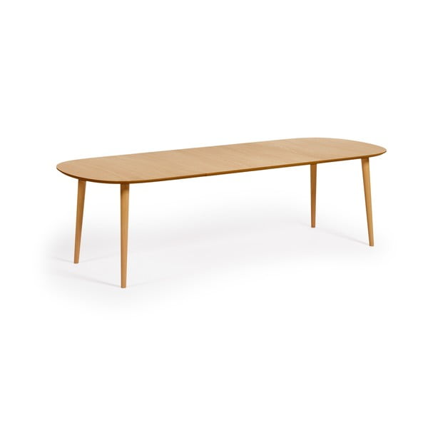 Apvalios formos prailginamas valgomojo stalas natūralios spalvos iš ąžuolo ø 160 cm Oqui – Kave Home-image-3