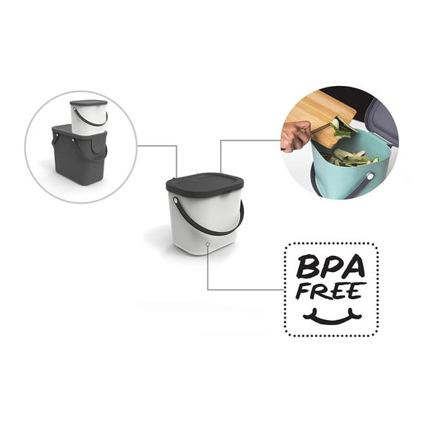 Baltas kompostuojamų atliekų konteineris 6 L Albula - Rotho-image-4