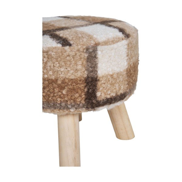 Iš boucle taburetė baltos spalvos/rudos spalvos Aberdeen – House Nordic-image-2