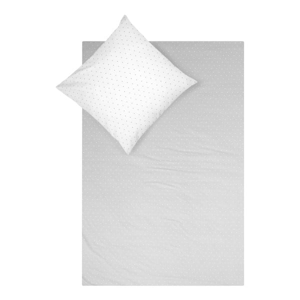 Baltos ir pilkos spalvos flanelinė patalynė viengulei lovai Fovere Betty, 135 x 200 cm