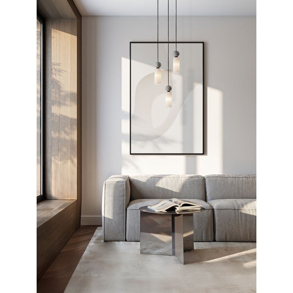 Matinės juodos spalvos iš akmens kabantis šviestuvas ø 25 cm su stiklo gaubtu Filomena – Nova Luce-image-2