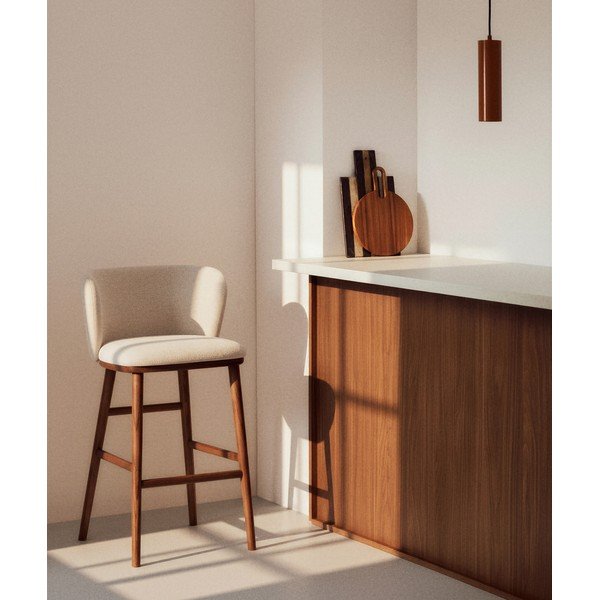 Smėlio spalvos iš audinio baro taburetė (sėdynės aukštis 75 cm) Ciselia – Kave Home-image-1