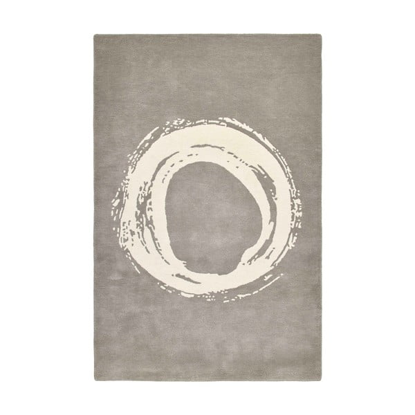Pilkas vilnos kilimas Think Rugs Elements Circle, 150 x 230 cm