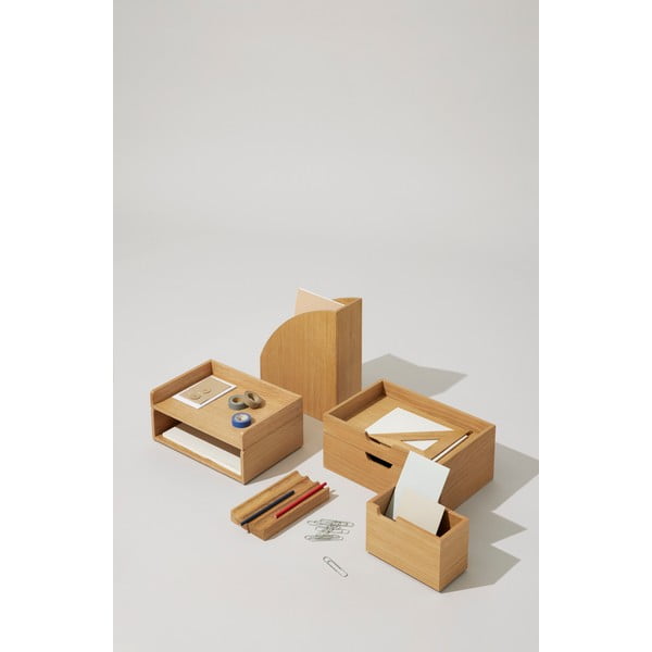 Biuro organizatorius kanceliarinėms prekėms iš medienos Staple – Hübsch-image-4
