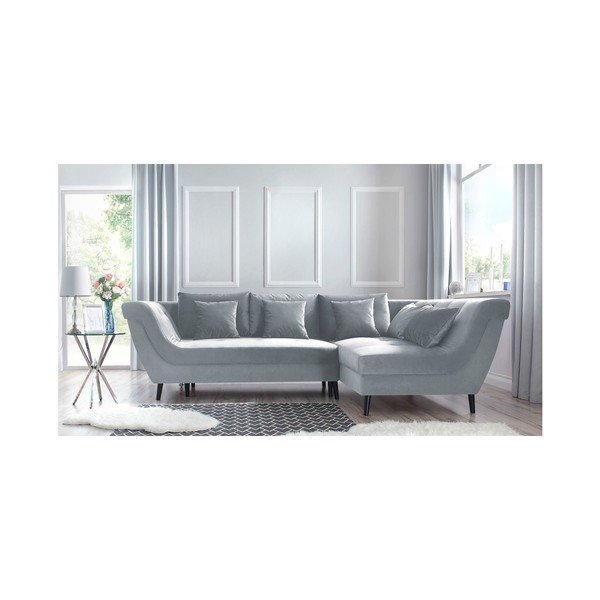 Šviesiai pilka keturių vietų sofa-lova "Bobochic Paris Real", dešinysis kampas-image-4