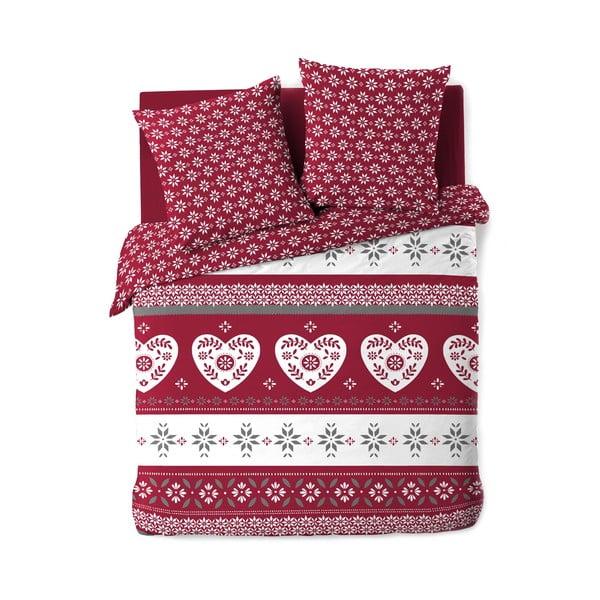 Iš medvilnės dvigulė/itin ilga patalynė raudonos spalvos 240x220 cm Alpage – douceur d'intérieur