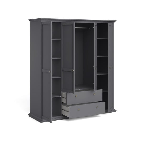 Drabužių spinta pilkos spalvos 181x201 cm Paris – Tvilum-image-4