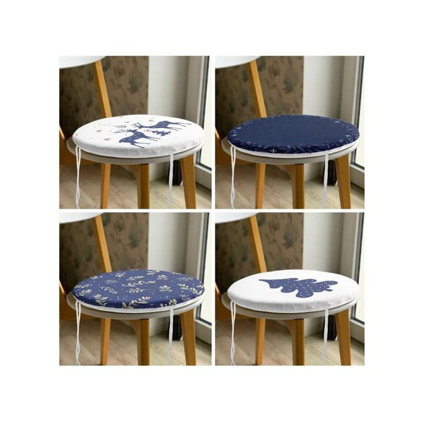 Sėdynės pagalvėlės 4 vnt. su Kalėdų motyvu ø 40 cm Blue Christmas – Mila Home-image-3