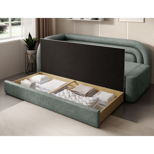 Žalios spalvos iš šenilinio audinio sulankstoma/su sandėliavimo vieta sofa su kairiuoju kampu 223 cm Fabillo – ELTAP-image-4