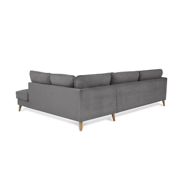 Iš kordinio velveto kampinė sofa tamsiai pilkos spalvos (su dešiniuoju kampu) Paris – Scandic-image-3