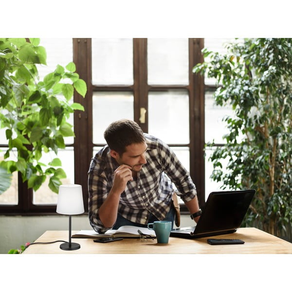 Stalinis šviestuvas juodos ir baltos spalvos (aukštis 30 cm) su tekstiliniu gaubtu Eve – Fischer & Honsel-image-1