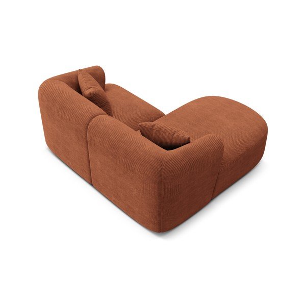 Terakotos spalvos kampinė sofa iš kordinio velveto (su kairiuoju kampu/su gultu) Campi – Cosmopolitan Design-image-3