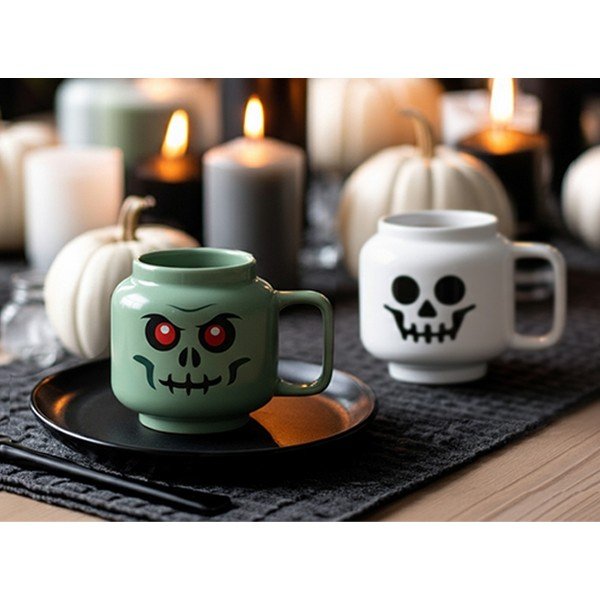 Žalios spalvos iš keramikos vaikiškas puodelis latte kavai 255 ml Skeleton – LEGO®-image-3