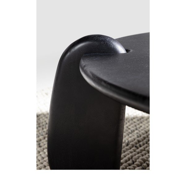 Juodos spalvos iš mango masyvo apvalios formos kavos staliukas ø 80 cm Tamira – MOME-image-4