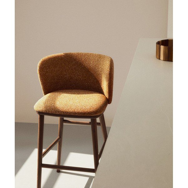 Terakotos spalvos iš audinio baro taburetė (sėdynės aukštis 75 cm) Ciselia – Kave Home-image-2