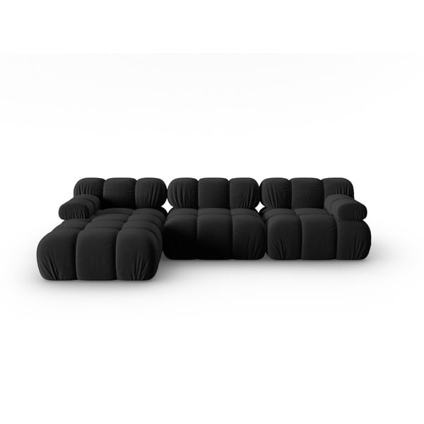Sofa juodos spalvos iš velveto 285 cm Bellis – Micadoni Home