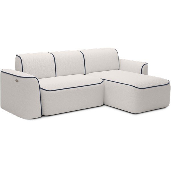Mėlynos spalvos/kreminės spalvos iš boucle kampinė sofa (su dešiniuoju kampu/su gultu) Ume – ELTAP-image-3