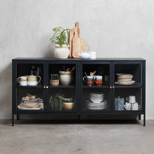 Iš metalo vitrina juodos spalvos 170x85 cm Carmel – Unique Furniture-image-1