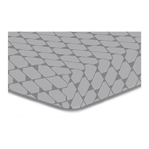 "DecoKing Rhombuses" pilkas mikropluošto elastinis paklodės lakštas, 200 x 220 cm