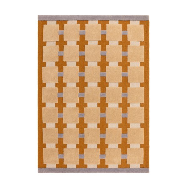 Rankų darbo ochros spalvos iš vilnos mišinio kilimas 160x230 cm Mallory – MADE
