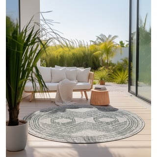 Apvalios formos lauko kilimas žalios spalvos/kreminės spalvos ø 100 cm Gemini – Elle Decoration