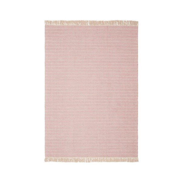 Rankų darbo rožinės spalvos iš medvilnės kilimas 80x150 cm Irma – Jotex