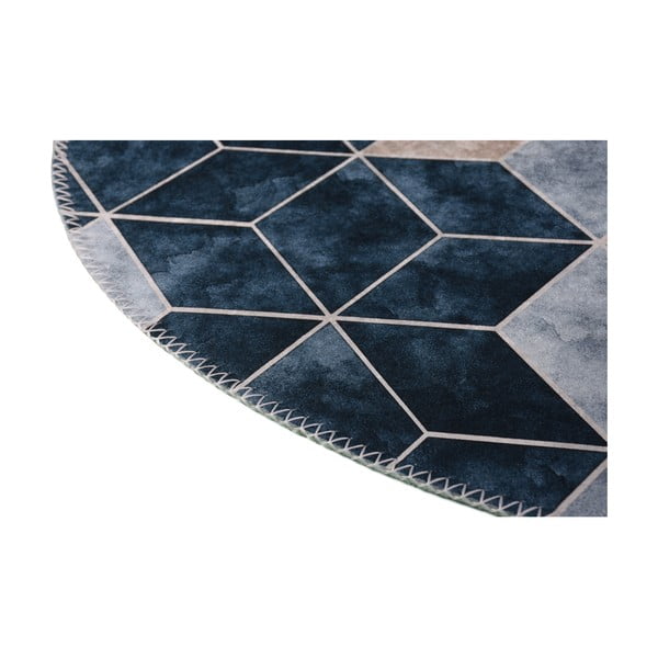 Skalbiamas apvalios formos kilimas baltos spalvos/mėlynos spalvos ø 120 cm – Vitaus-image-2