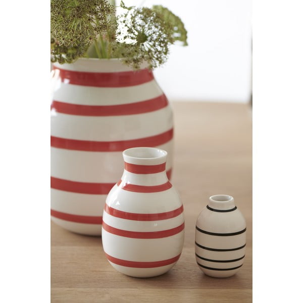 Balta ir raudona dryžuota keraminė vaza Kähler Design Omaggio, aukštis 12,5 cm-image-2