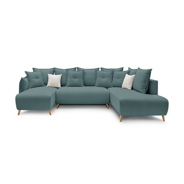 Sulankstoma kampinė sofa turkio spalvos (su dešiniuoju kampu/„U“ formos) Nessa – Bobochic Paris