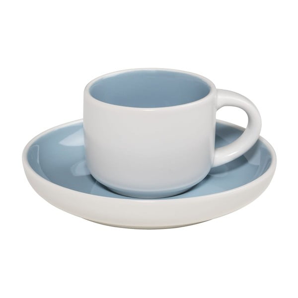 Mėlynos ir baltos spalvos porcelianinis espreso puodelis su lėkštele Maxwell & Williams Tint, 100 ml