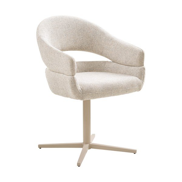 Kreminės spalvos iš audinio valgomojo kėdžių komplektas su porankiais 2 vnt. Dover – House Nordic