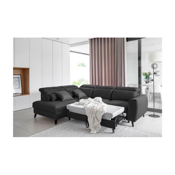 Tamsiai pilkos spalvos iš velveto sulankstoma/su sandėliavimo vieta kampinė sofa (su kairiuoju kampu/„L“ formos) Noble – ELTAP-image-4
