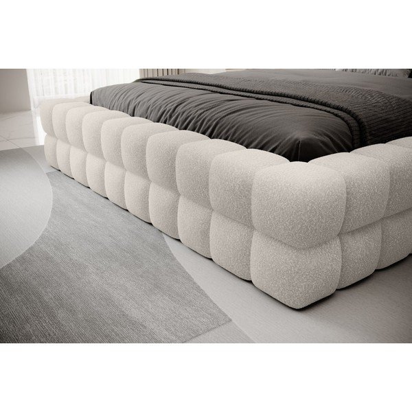 Baltos spalvos dvigulė lova dengta audiniu su sandėliavimo vieta su lovos grotelėmis 180x200 cm Dizzle – ELTAP-image-3