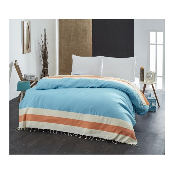 Turkio ir oranžinės spalvos lengvas lovos užtiesalas Buldan TO, 200 x 235 cm