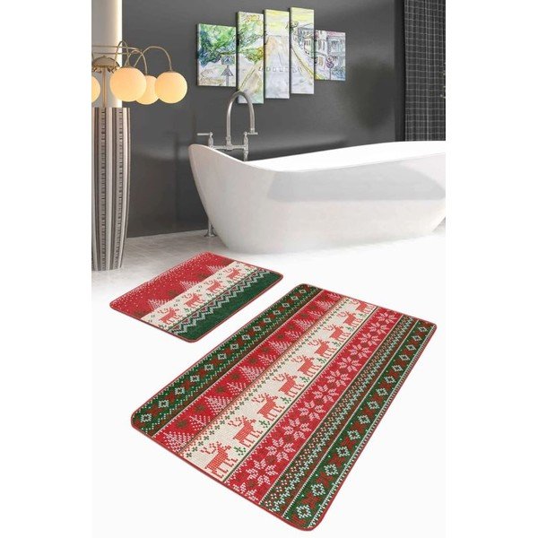 Iš velveto vonios kilimėliai 2 vnt. 60x100 cm Merry Christmas – Mila Home