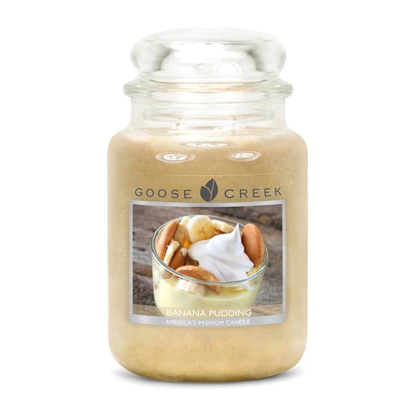 Kvapnioji žvakė stikliniame indelyje "Goose Creek Banana Pudding", 150 valandų degimo