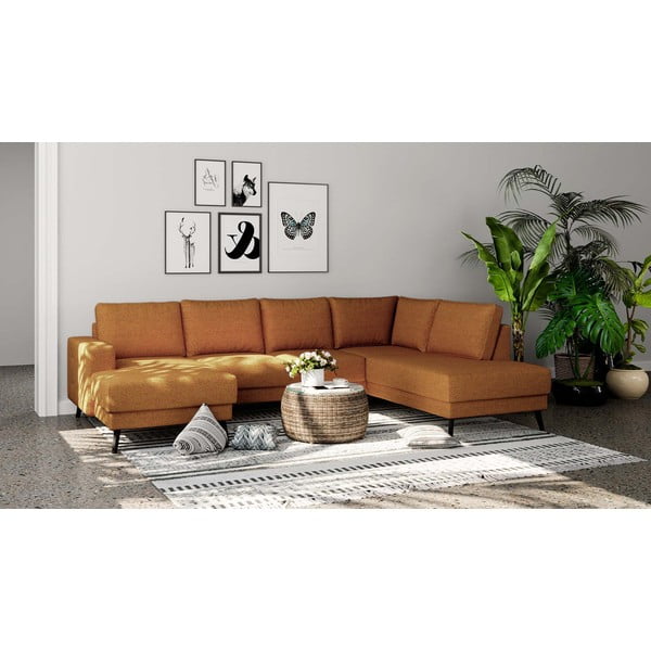 Kampinė sofa oranžinės spalvos (su dešiniuoju kampu) Fynn – Ghado-image-1