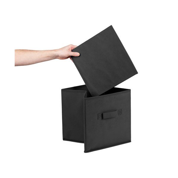 Juodos spalvos iš tekstilės daiktadėžė 31x31x31 cm – Compactor-image-1