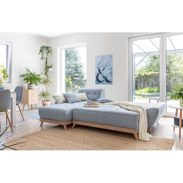 Šviesiai mėlyna sulankstoma kampinė sofa Miuform Dazzling Daisy-image-4