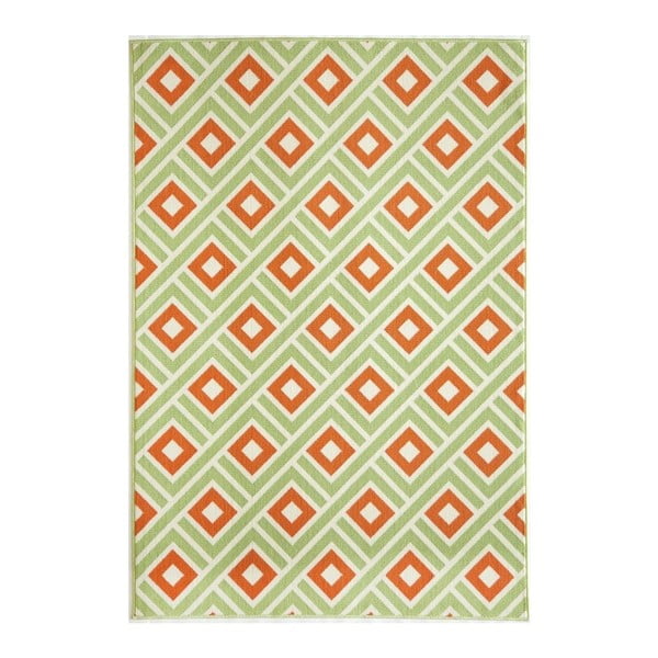 Oranžinės ir žalios spalvos lauko kilimas Floorita Greca, 160 x 230 cm