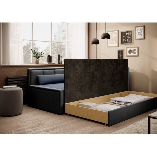 Mėlynos spalvos/pilkos spalvos iš šenilinio audinio sulankstoma/su sandėliavimo vieta sofa 214 cm Fulgeo – ELTAP-image-3