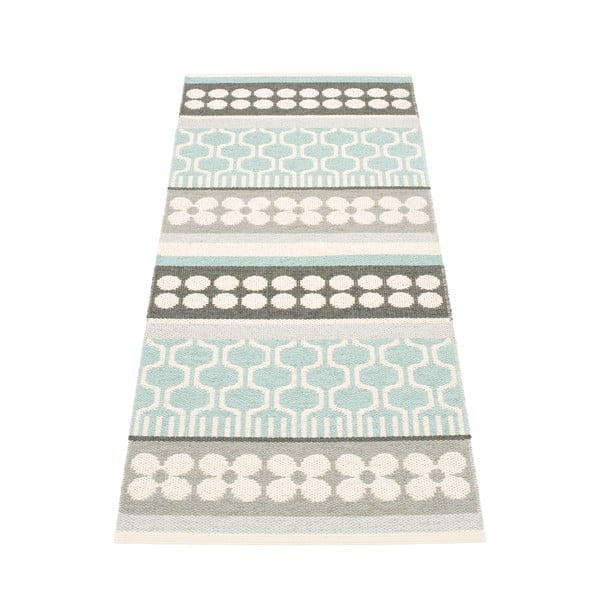 Pilkos spalvos/turkio spalvos lauko ir vidaus kilimas 70x90 cm Asta Pale Turquoise – Pappelina