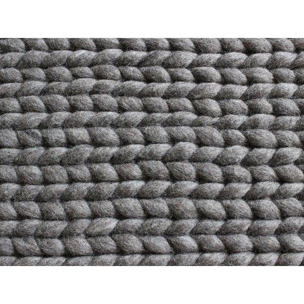 Riešutmedžio rudos spalvos pintas vilnos kilimas Wooldot Ball Rugs, 170 x 240 cm-image-3