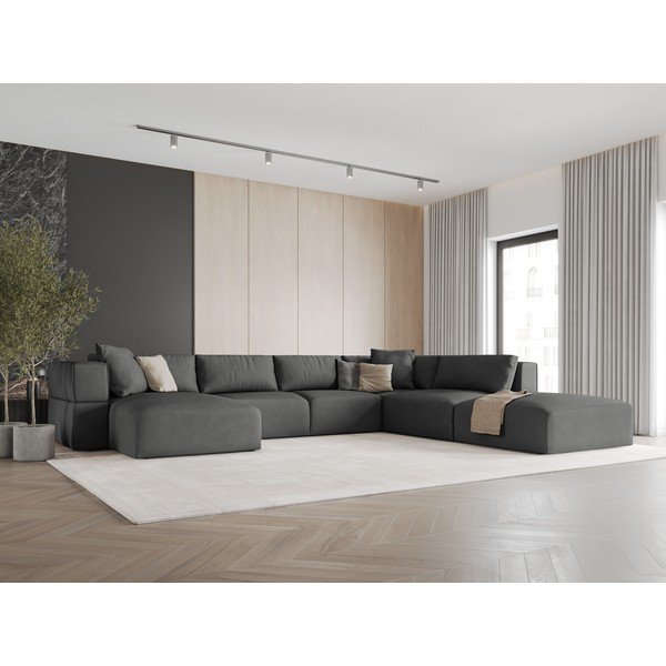 Kampinė sofa tamsiai pilkos spalvos (su dešiniuoju kampu/„U“ formos) Esther – Milo Casa-image-1