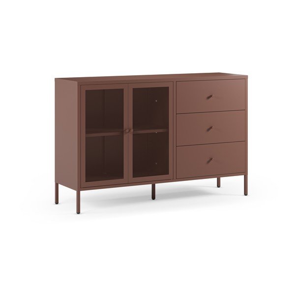 Bordo spalvos iš metalo šoninė spintelė 140x90x40 cm Fayna – Marckeric-image-4