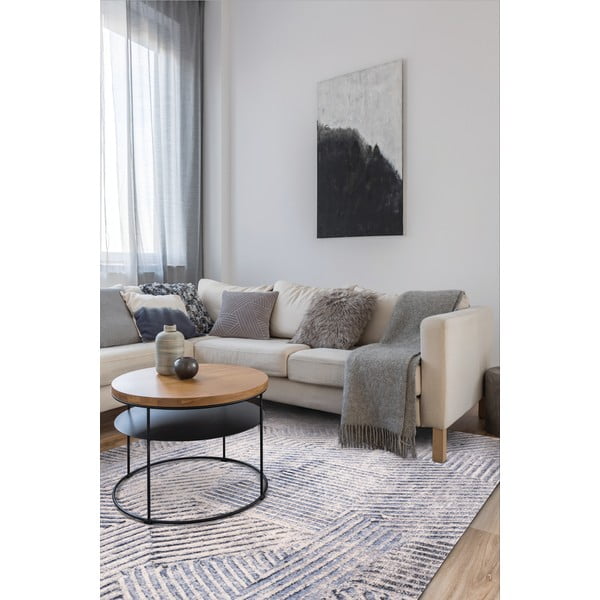 Kilimas iš vilnos šviesiai mėlynos spalvos 160x240 cm Strokes – Agnella-image-1